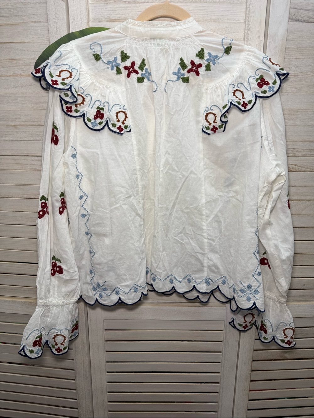 FARM Rio White Embroidered Ruffle Blouse – Size S NWT - Picture 9 of 9